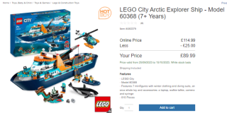 Gather Lego City Arctic explorer ship from Costco as low as £89.99