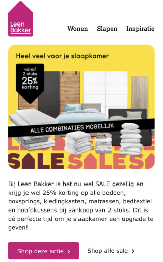 25% korting op veel voor je slaapkamer vanaf 2 stuks bij Leen Bakker