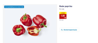 1 Rode paprika voor €0,50 bij de Aldi