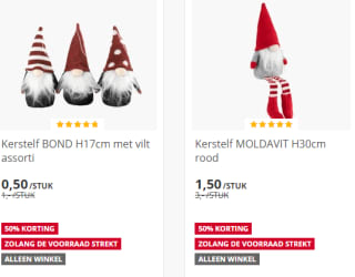 Tot 67% korting (al vanaf €0,50) op kerstmannen/elfen bij Jysk