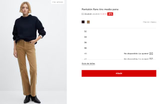 Pantalón flare tiro medio pana para Mujer por 6.99€