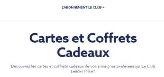 Promotion de 3 à 19% sur les cartes cadeaux chez Le Club Leader Price