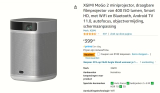 XGIMI MoGo 2 Beamer, 1280 x 720 HD-Ready, 400 ANSI Lumen draagbare filmprojector voor €299 bij Amazon