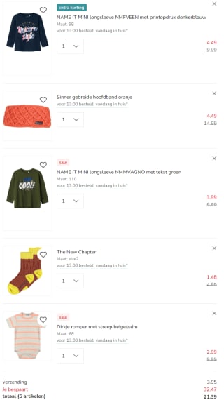 Solden tot 70% korting én tot 10% EXTRA korting bij Kleertjes.com