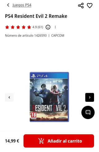 Resident Evil 2 Remake PS4 por 14,99€.