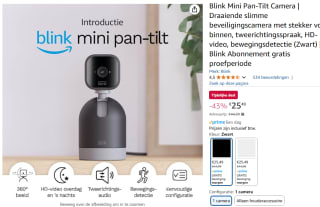 Mini Pan-Tilt Camera - Mobiele Plug-in Beveiligingscamera voor €25,49 bij Amazon