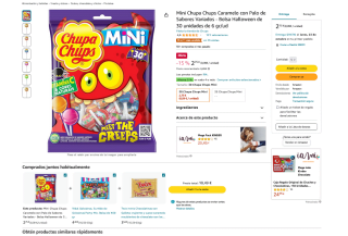 Halloween Caramelo Mmini Chupa Chups con Palo de Sabores Variados 30 unidades por 2,75€