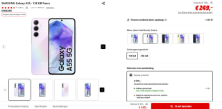 Samsung Galaxy A55 5G - 128GB voor €249 bij de Mediamarkt