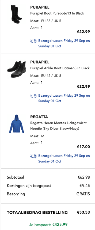 90% + 15% EXTRA korting bij Secret Sales