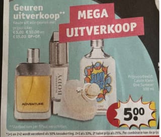 Bij Kruidvat Geuren uitverkoop! €5/€10/€15