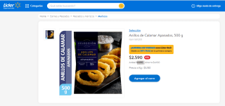 Anillos de calamar Selección apanados de 500 gramos por $2.590
