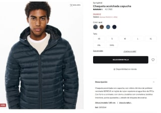 Springfield Chaqueta acolchada capucha por 29,99€