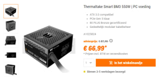Thermaltake Smart BM3 550W PC voeding voor €66,99 bij NBB