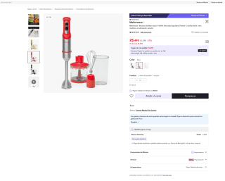 Batidora Mellerware de mano Spiro 1000W Vaso Medidor emulsionador y Picador por 25,49€ (Nuevos usuarios 10,19€)