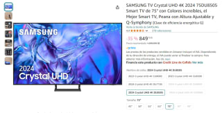 Samsung TV 75" Crystal UHD 4K 2024 75DU8505 por 820,45€