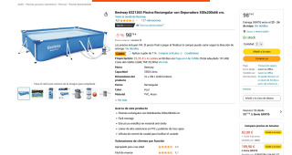 Bestway 8321265 Piscina Rectangular con depuradora 300x200x66 cm por 91€