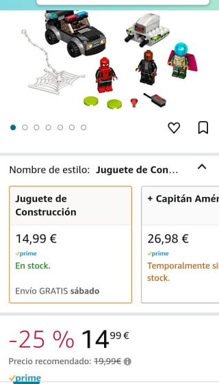 LEGO 76184 Super Heroes Spider-Man vs. Ataque del Dron de Mysterio por 14,99€.