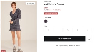 Vestido Corto Frunces Springfield por 4.79€