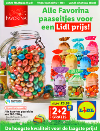 2+2 gratis op alle Faforina paaseitjes bij de Lidl