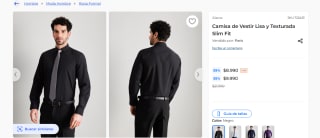 Camisa de Vestir Lisa y Texturada Slim Fit por $8.990
