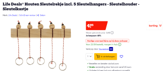 Houten sleutelrekje inclusief 5 sleutelhangers-Sleutelhouder voor €4,95 bij Bol.com