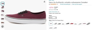 Vans Authentic uniseks sneakers voor €27,95 bij Amazon