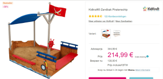 Kidkraft Zandbak Piratenschip voor €214,99 bij Pinkorblue