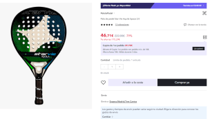 Pala de pádel Star Vie Aquila Space 2.0 por 46.71€ (Cuenta Nueva 36.71€)