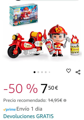 Pinypon Moto de Bombero por 7,50€.