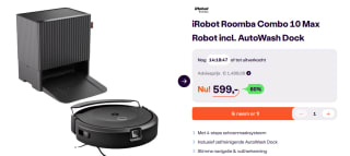 iRobot Roomba Combo 10 Max + AutoWash Dock voor €599 bij Ibood