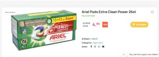 Ariel Pods Extra Clean Power 26 stuks voor €6,99 bij Butlon