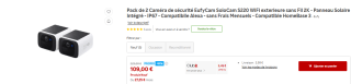 Pack de 2 Caméra de sécurité EufyCam SoloCam S220 WiFi exterieure sans Fil 2K à 109€