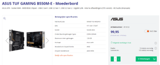 Asus TUF Gaming moederbord B550M-E voor €99,95 bij Azerty