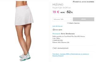 Falda Mizuno Flex Skort por 19€