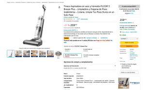 Limpiadora Tineco iFLOOR 3 Breeze Plus y fregona de Pisos inalámbrica por solo 189€