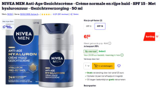 NIVEA MEN Anti Age met SPF 50ml voor €6,82 bij Bol