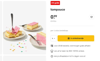 2+2 gratis op HEMA Tompoucen
