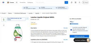 Bidon de lessive Ariel liquide - 34 lavages, Différentes variétés à 10,83€