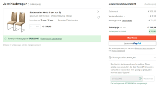 15% korting op selectie eetkamerstoelen bij Home24