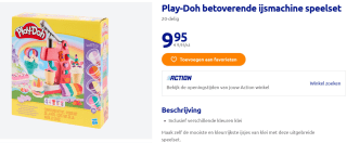 Play-Doh betoverende ijsmachine speelset voor €9,95 bij Action
