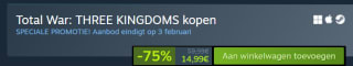 Total War: THREE KINGDOMS voor €14,99 via Steam