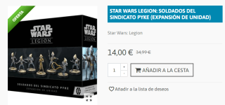 Juego de Mesa Star Wars: Legion Soldados del Sindicato Pike (Expansion Unidad) por 14€