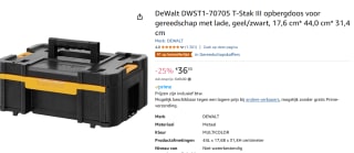 DeWalt DWST1-70705 T-Stak III opbergdoos voor gereedschap voor €36,35 bij Amazon