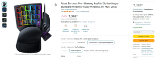 KeyPad Gamer Razer Tartarus Pro por $1,369 en Amazon