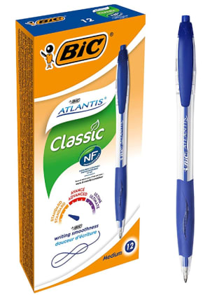 Caja de 12ud Marca BIC modelo Atlantis Soft Bolígrafos Retráctiles colo azul por 5,99€