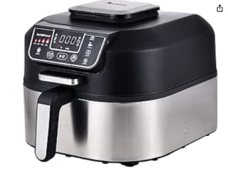 MasterPRO Smokeless Grill | Grill Eléctrico con Tecnología Cyclonic Air Max 260º de 1760W de Potencia | 5 Funciones en 1 | Freidora de Aire | AirFryer, Horno y Deshidratador de Alimentos por 80.2€