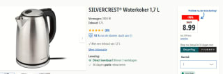 Silvercrest RVS Waterkoker 1,7L voor €8,99 bij de Lidl