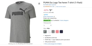 PUMA ESS Logo Tee Heren T-shirt - Grijs voor €9,95 bij Amazon