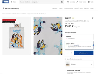 Funda Juego nórdica BLUEY 155x220 gris por solo 15€