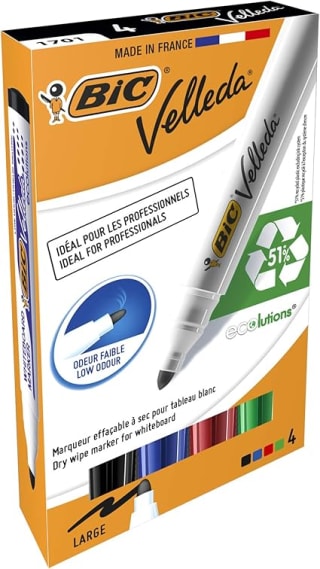 BIC Whiteboard Marker Velleda Blíster de 4 Unidades por 3,57€